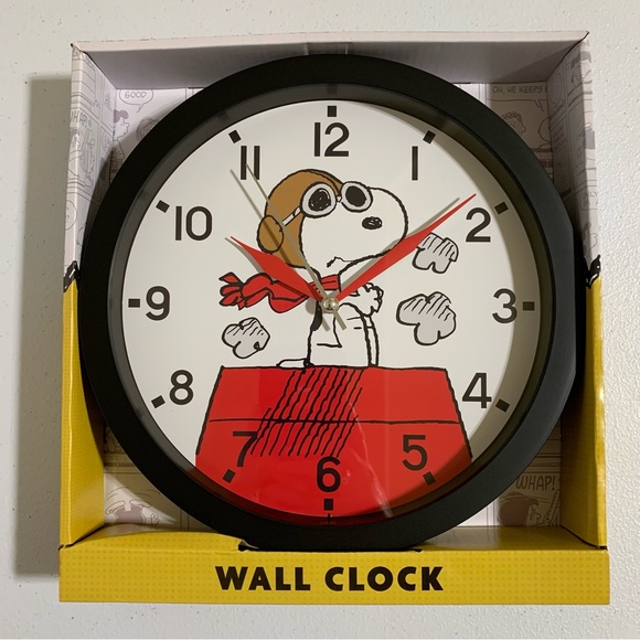 Peanuts Snoopy Flying Ace Analog Wall Clock-New in Box - Picture 5 of 5